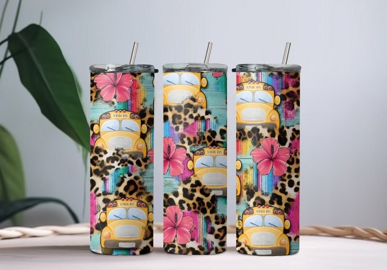 Cheetah and Buses 20z Skinny Tumbler